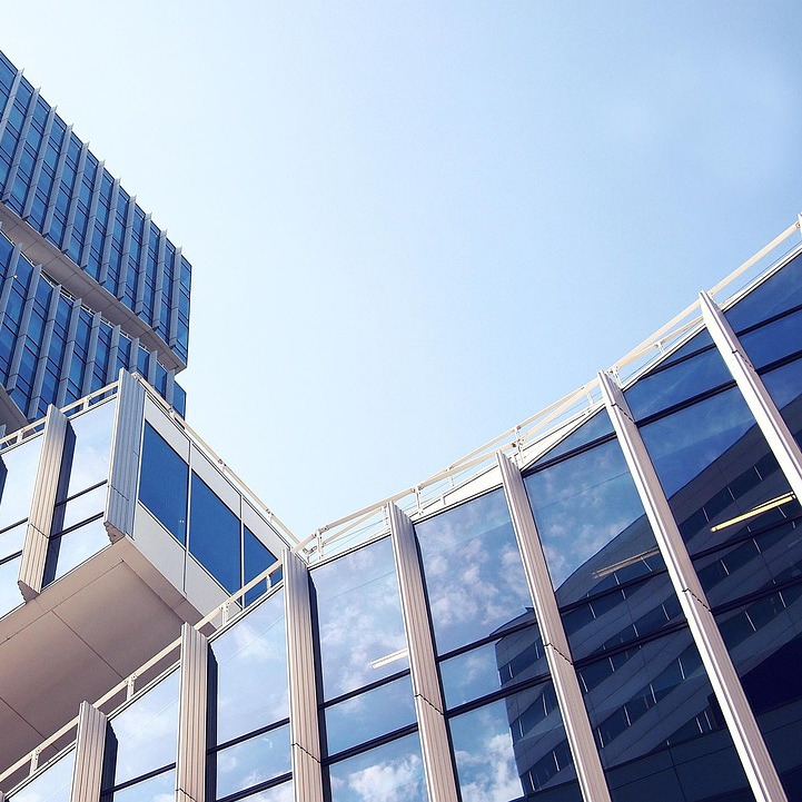 modern commercial building glass exterior